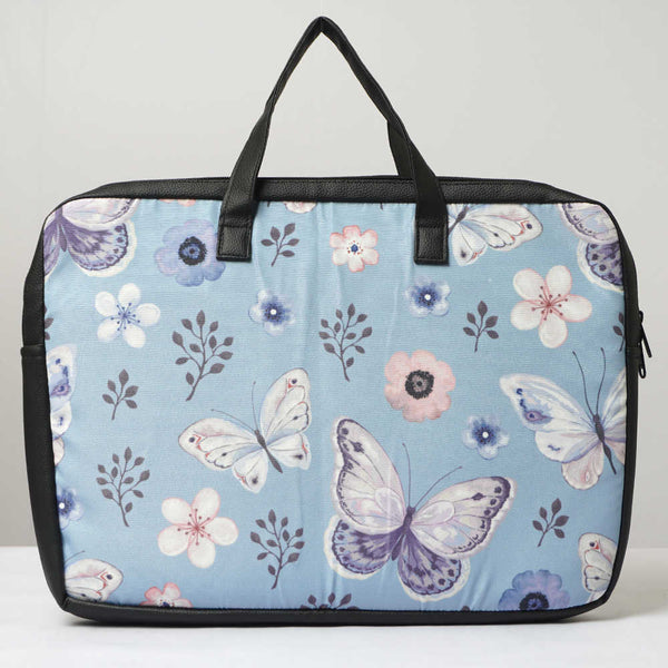 Butterflies Printed Canvas & PU Laptop Bag Fit 15.6 Inch Laptop